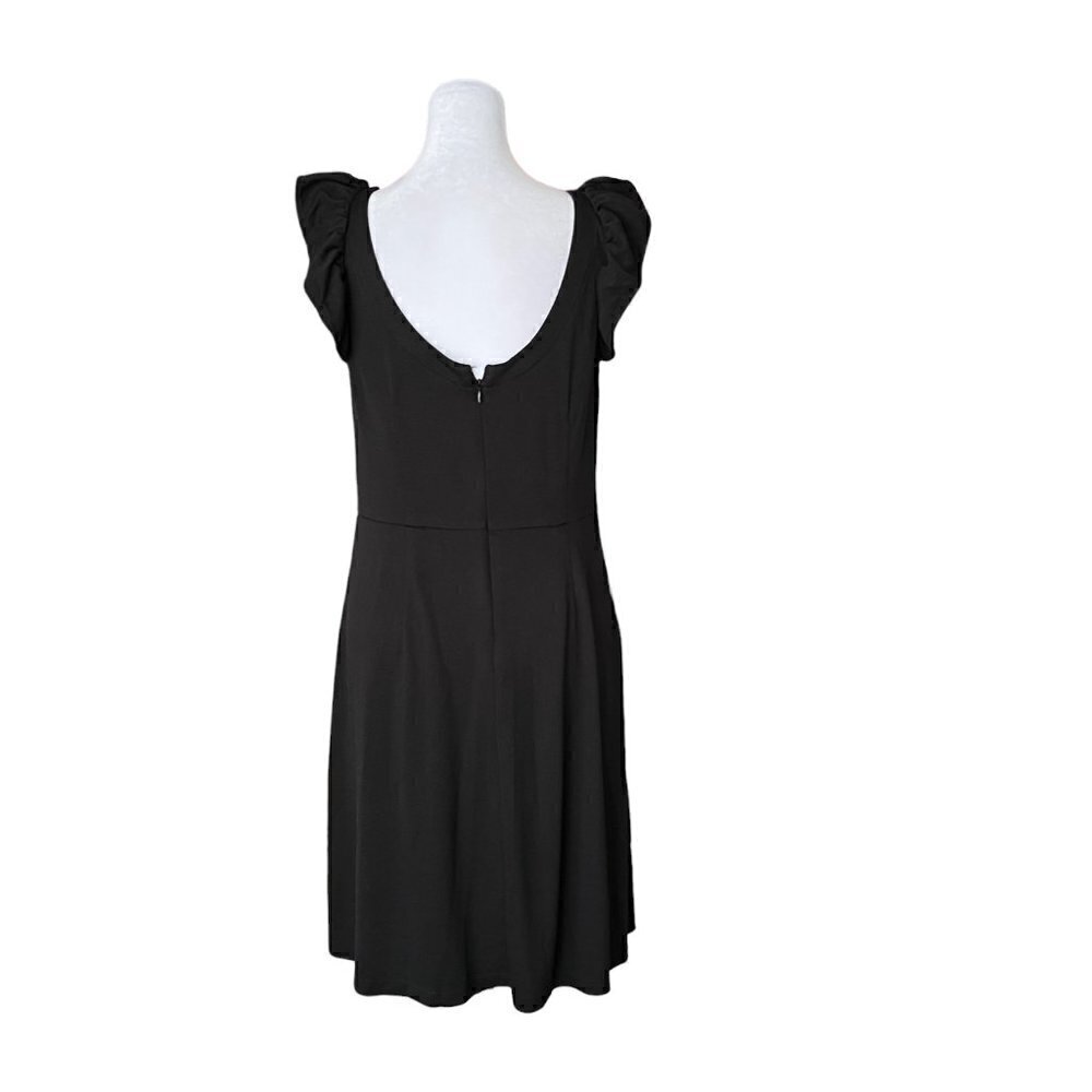 Loft Black Ruffle Sleeve Jersey Flounce Dress Size 6 - Picture 5 of 7